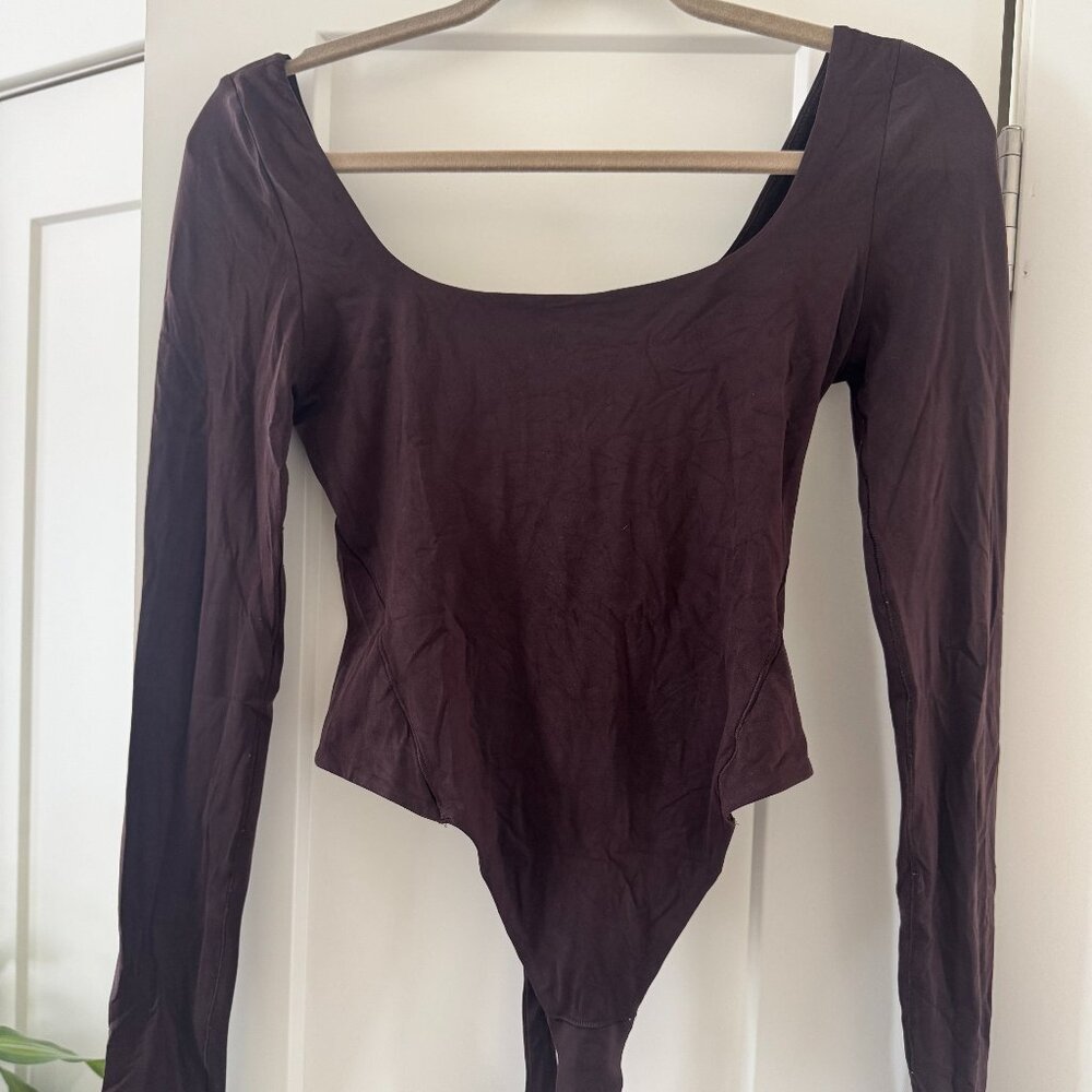 Lululemon Wundermost Ultra-Soft Square-Neck Long-Sleeve Bodysuit in French Press